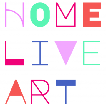 Home Live Art logo: A collection of colourful letters spelling out 'Home Live Art' over three lines.