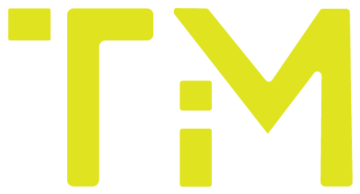 Theatre in the Mill logo: Lime green letters spelling out 'TiM'.